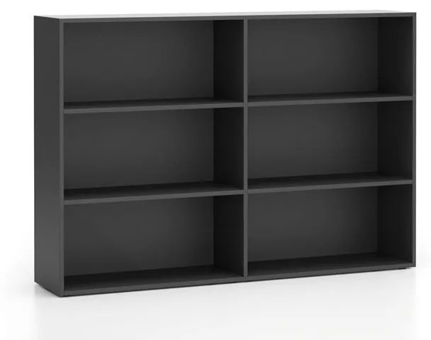 Dvojitý nízky kancelársky regál SEGMENT, 4 police, 1660 x 350 x 1140 mm, grafitová