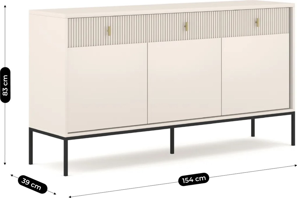Vintino Komoda rebrovaná 154 cm kašmír