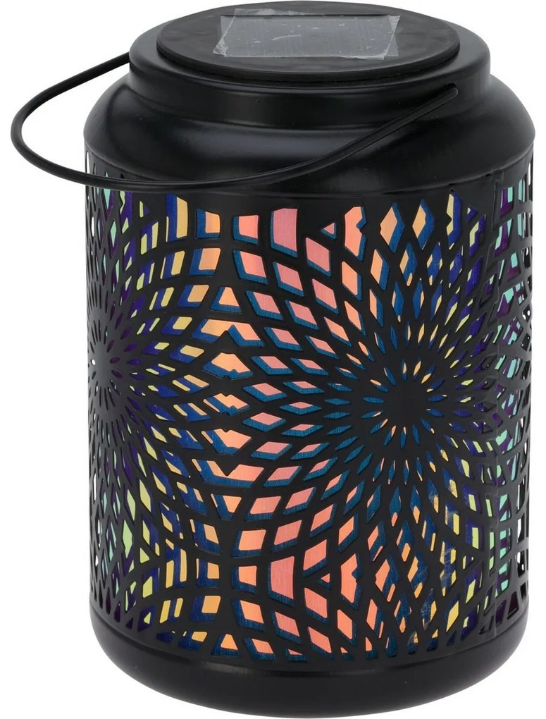 Solárna LED lampa Mandala čierna, 18 cm, teplá biela