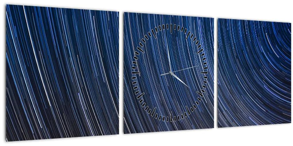 Obraz nočných hviezd a oblohy (s hodinami) (90x30 cm)