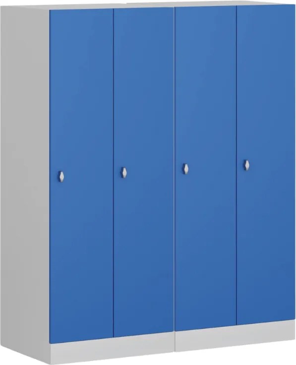 Šatníková skrinka S1 znížená, 2 oddiely, 1500 x 600 x 500 mm, demont, otočný zámok, tmavosivé dvere