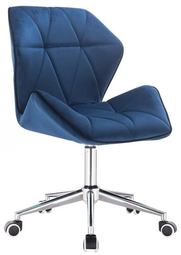 LuxuryForm DESIGN Stolička MILANO MAX VELUR na striebornej podstave s kolieskami - modrá