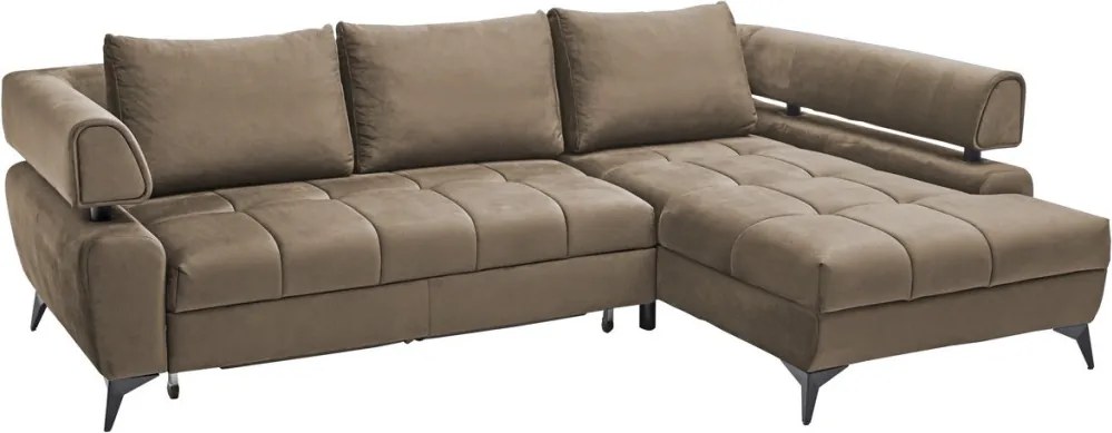 Rohová sedacia súprava Paris, svetlo hnedá látka, pravý roh