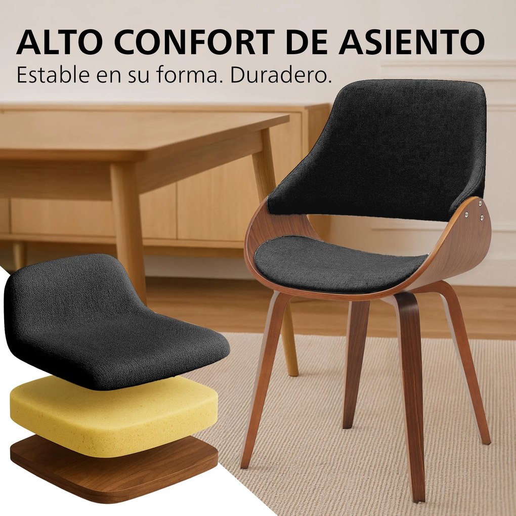 Sada 2 ks jedálenskej stoličky Vangale, látka - orech/čierna