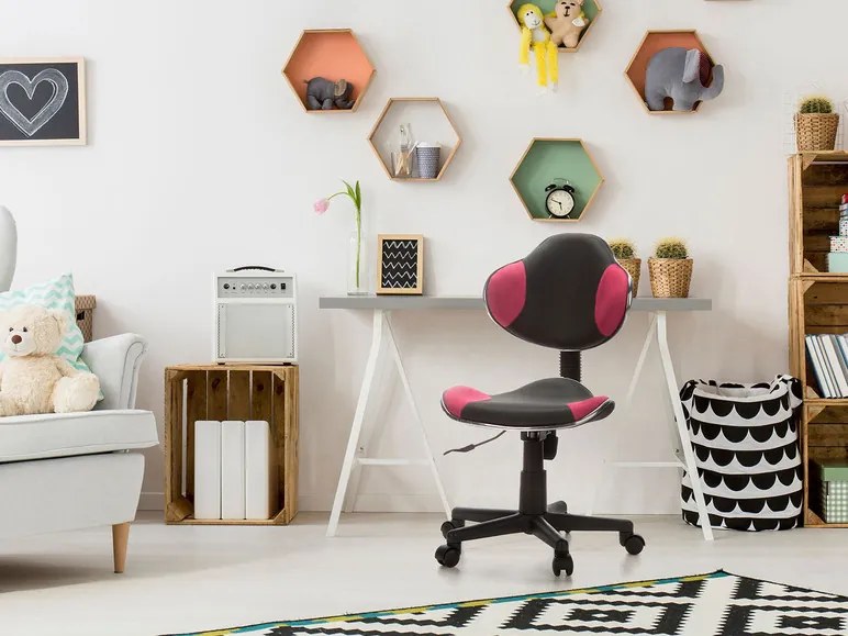 hjh OFFICE Detská otočná stolička KIDDY GTI-2 (sivá/ružová) (100293482)