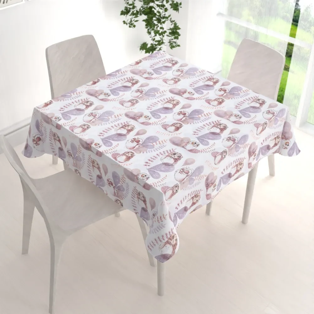 Biante Detský bavlnený štvorcový obrus Sandra SA-284 Hnedé sovy 60x60 cm