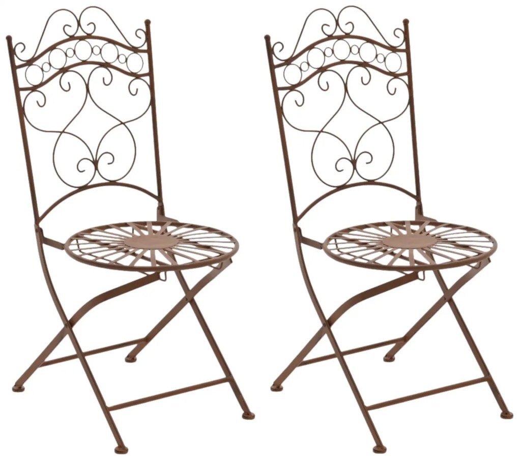 Kovová stolička skladacia Indra (SET 2 ks) - Hnedá antik
