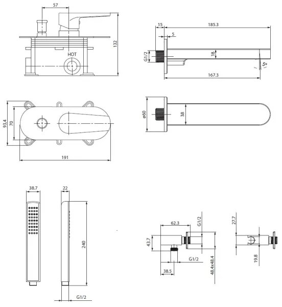 Cersanit S952-042 - Vanová sada s podomietkovou batériou CREA čierna