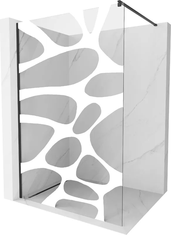 Mexen Kioto sprchová stena 70 x 200 cm, transparentnéné/biely vzor 8 mm, čierna - 800-070-101-70-97