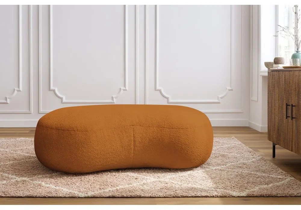 Podnožka z textílie bouclé v horčicovohnedej farbe Saint-Germain – Bobochic Paris