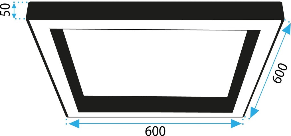 Toolight Toolight, LED stropné svietidlo 60x60x5 cm 36W 4000K APP1284-C, čierna, OSW-00942