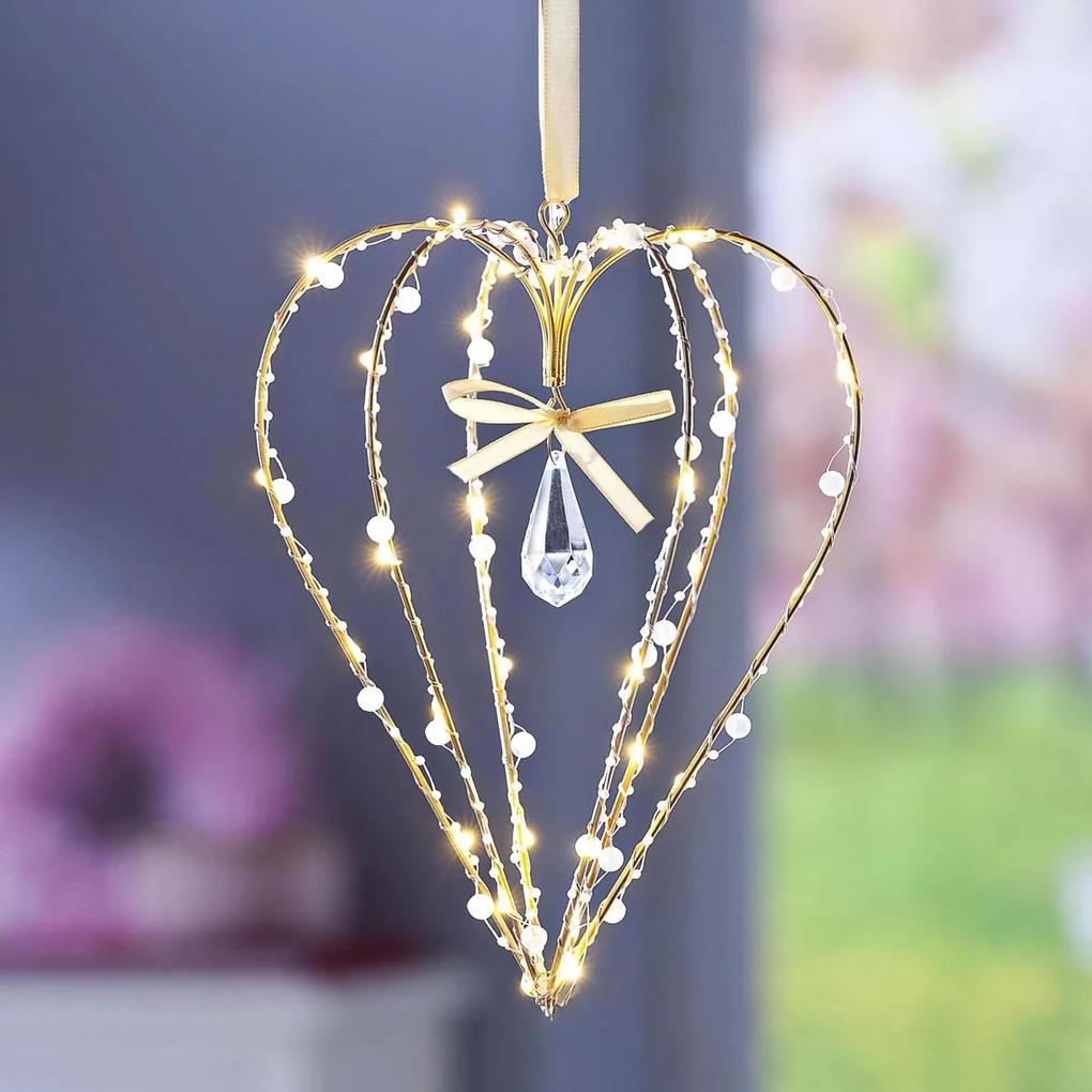 Weltbild LED závesná dekorácia Zlaté srdce