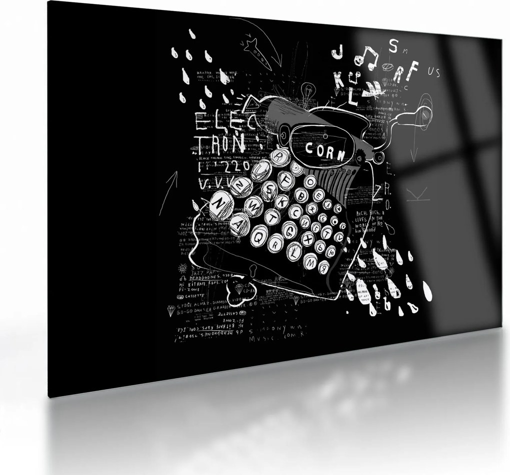 Sklenený obraz - Kresba v Banksyho štýle (70x50 cm)