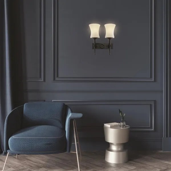 Searchlight 0812-2BK - Nástenné svietidlo CARTWHEEL 2xE27/60W/230V