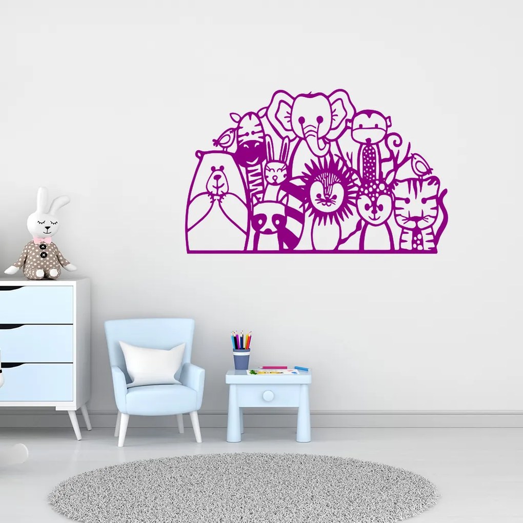 Veselá Stena Samolepka Africké zvieratká Farba: oranžová, Veľkosť: 60 x 37 cm