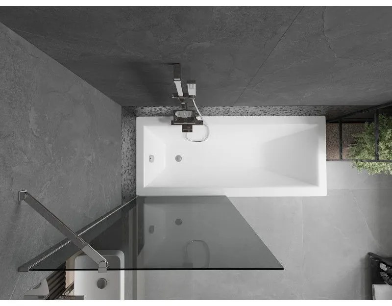 Mexen Next, vaňová zástena 1-krídlová 80 x 150 cm, fixné krídlo, 6 mm šedé sklo, chrómový profil, 895-080-000-00-40-01