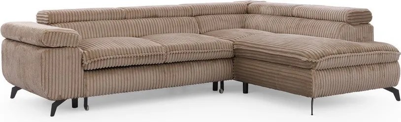 Hnedá menčestrová rohová pohovka (pravý roh/do L) Marbeya – Ropez