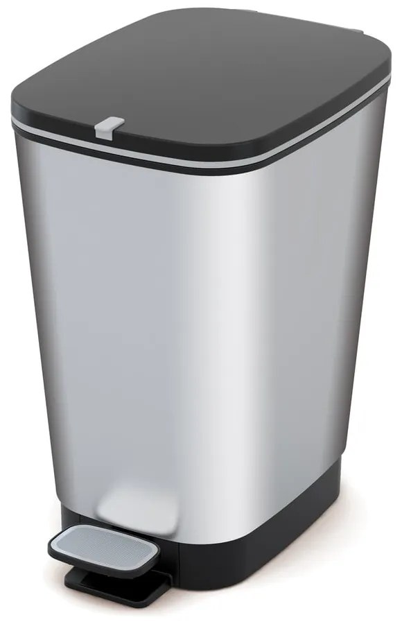 Pedálový plastový odpadkový kôš v striebornej farbe 25 l Chic Bin – KIS