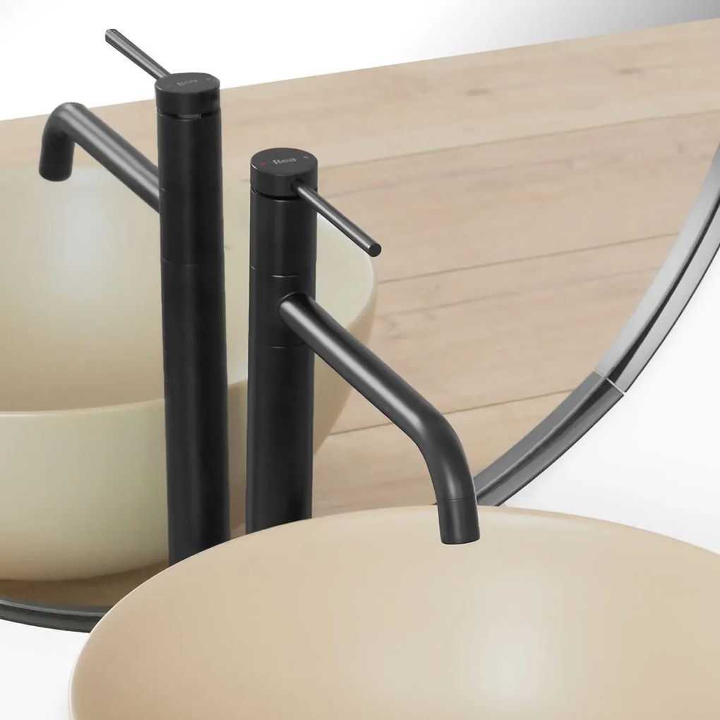 Rea Lugano, vysoká umývadlová batéria, čierna matná, REA-B5001