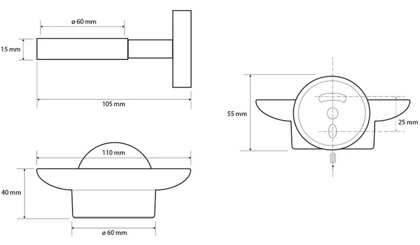 SAPHO XR803 X-round mydlovnička sklenená, chróm