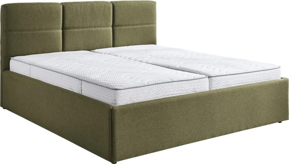 Posteľ Domango 140x200 cm, olivovo zelená látka
