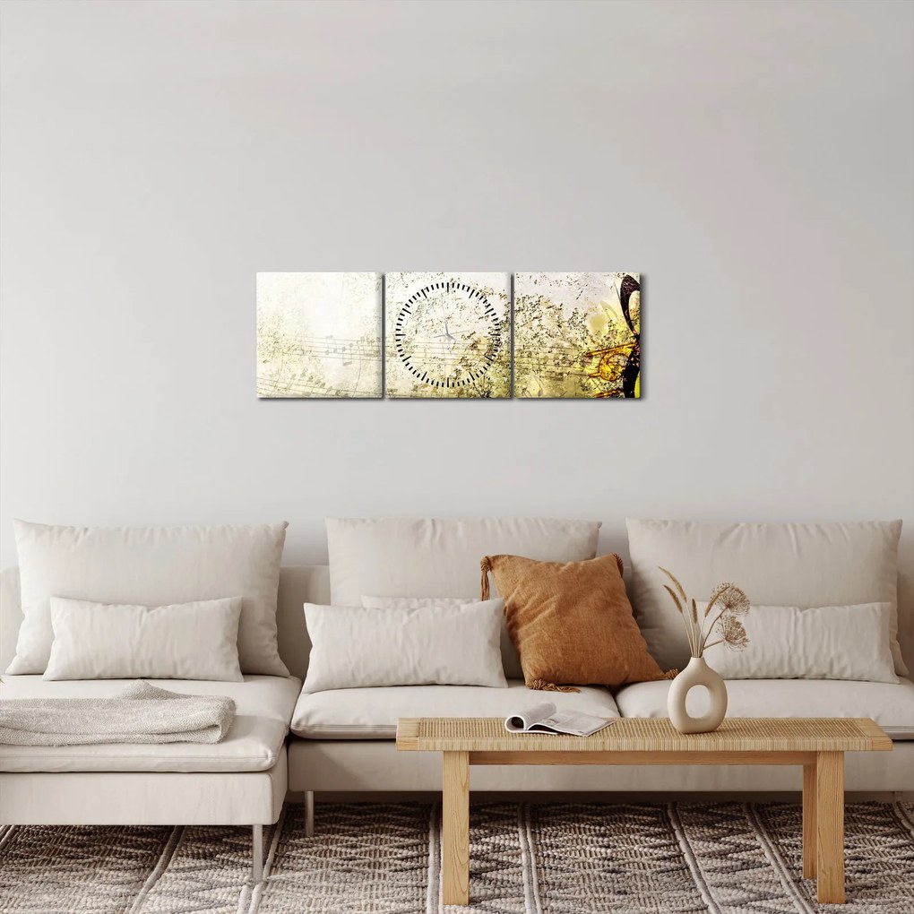 Obraz - Sila hudby (s hodinami) (90x30 cm)