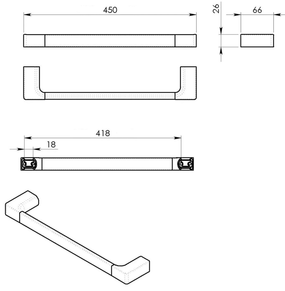 Gedy, PIRENEI držiak uterákov 450x66mm, biela matná, PI214502