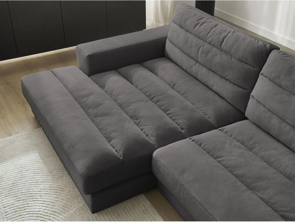 Antracitová zamatová rohová pohovka (ľavý roh/s leňoškou) Sierra – Bobochic Paris