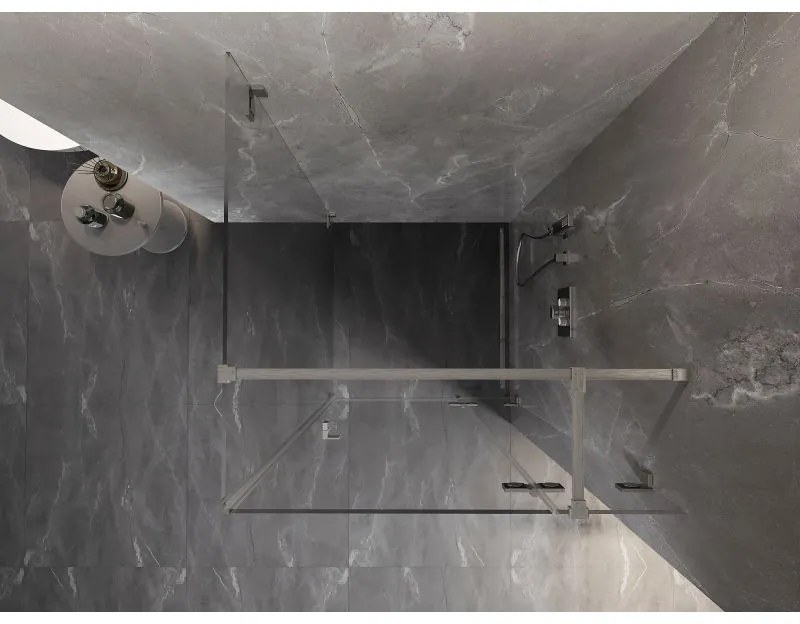 Mexen Lunar T, sklopný sprchový kút pravý 110 x 110 cm, 8mm číre sklo, oceľový profil, 834T-110-110-97-00-P