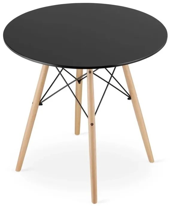 Jedálenská zostava TODI 80cm okrúhly stolový set čierny + 4 stoličky OSAKA čierne