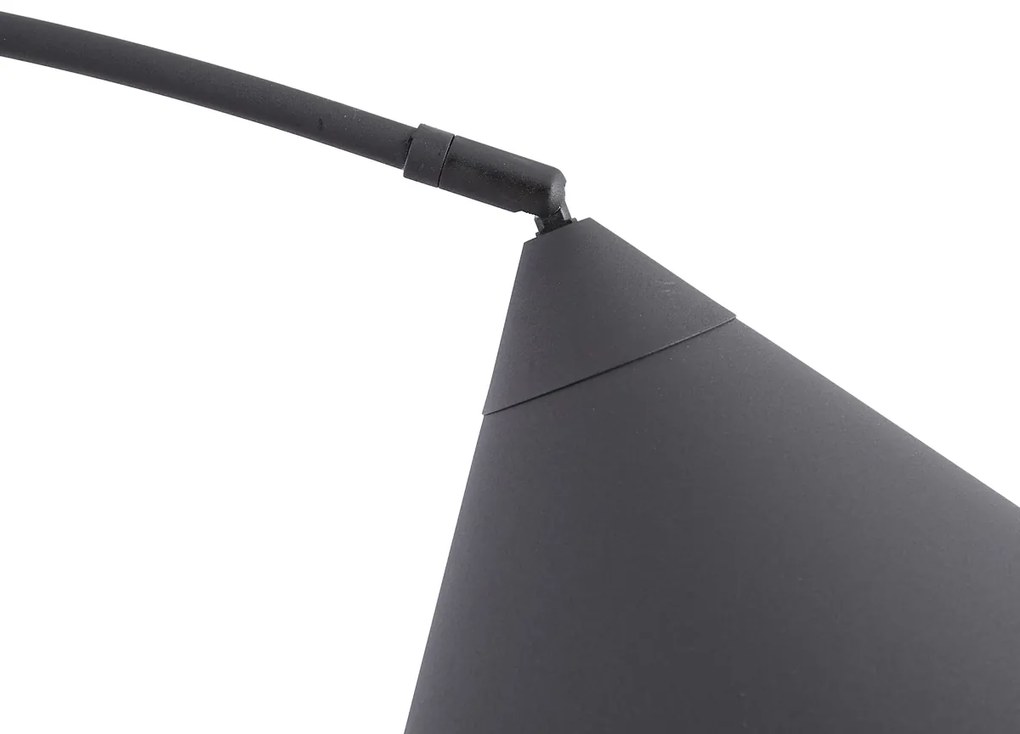 Retro stojaca lampa čierna s bielym interiérom - Triangolo