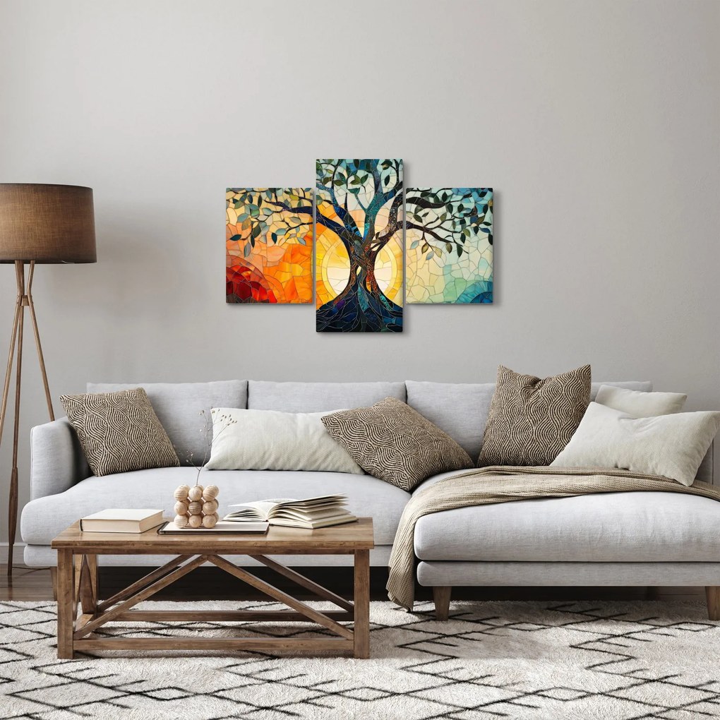 Obraz – Mozaika – slnko a strom I. (90x60 cm)