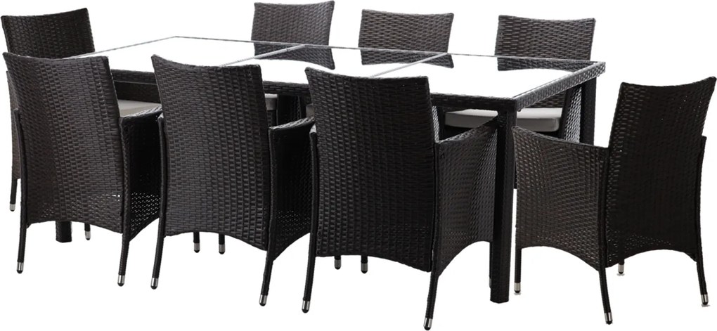 Garden Line ZÁHRADNÝ NÁBYTOK / 8 KRESIEL + VEĽKÝ STÔL / HNEDÁ + BEŽOVÁ *3654