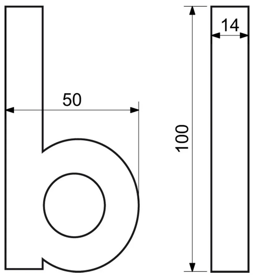 Domové číslo "B", RN.100LV, brúsené, čierna