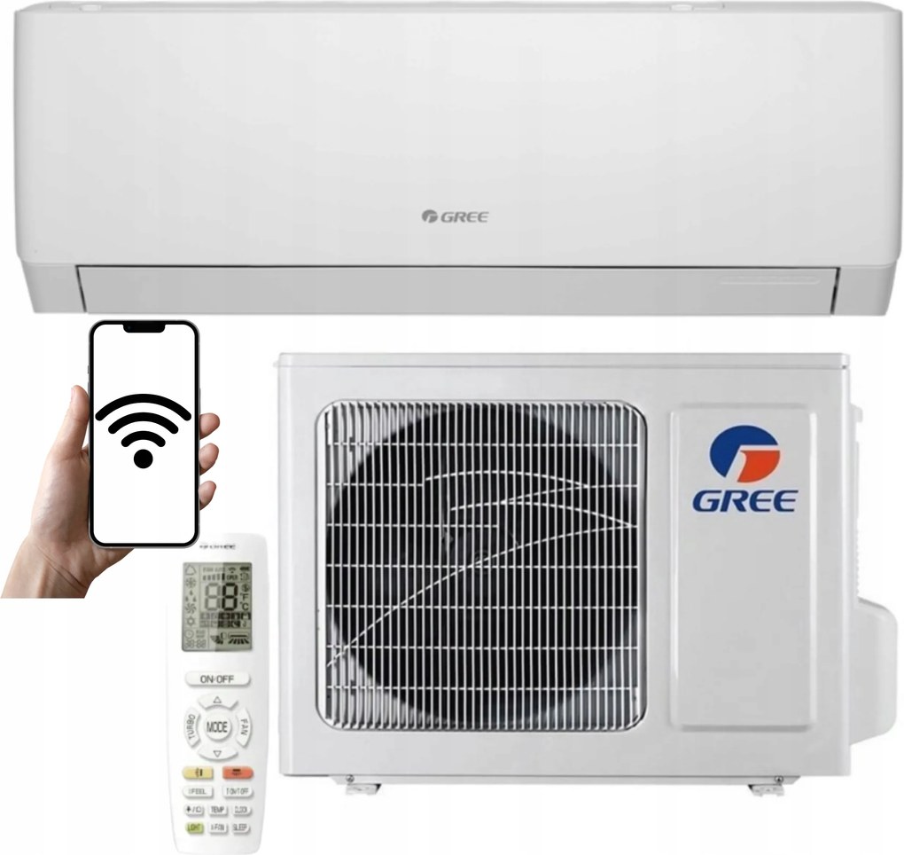 Nástenný klimatizátor Gree Pular Wifi 2,5 kW 30 m2 Výkonná Domáca Klimatizácia