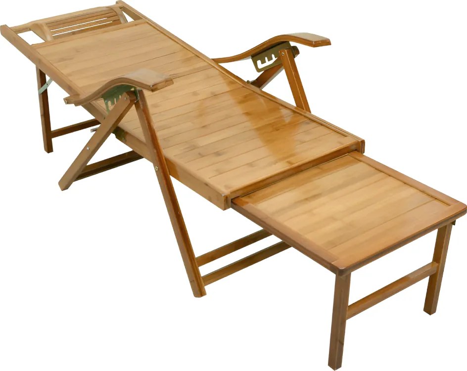 Záhradné polohovacie kreslo, prírodné, bambus, VARDON