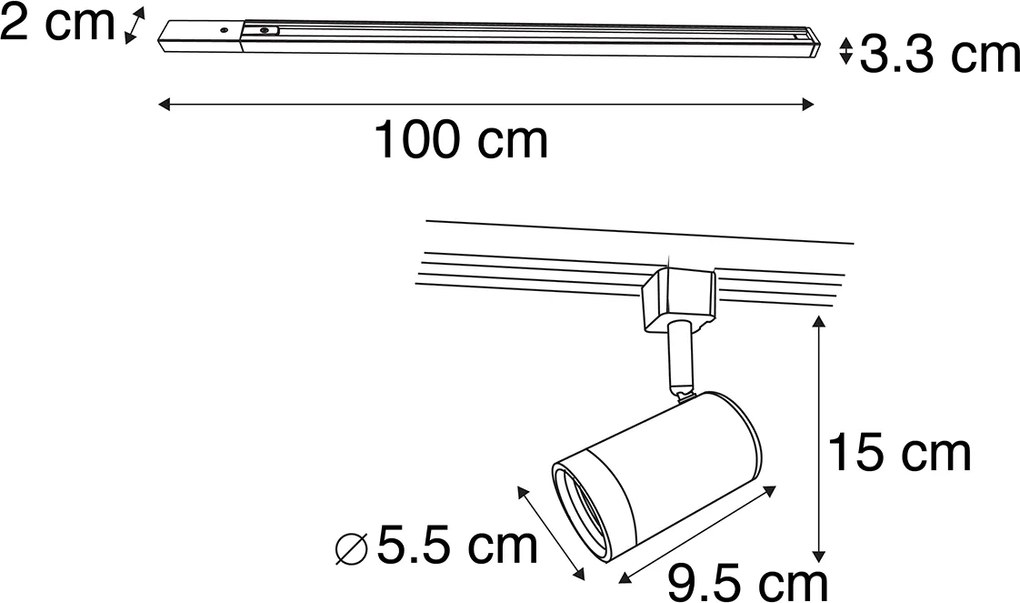 Inteligentný 1-fázový koľajnicový systém so 14 reflektormi biely vrátane Wifi GU10 - Jeana