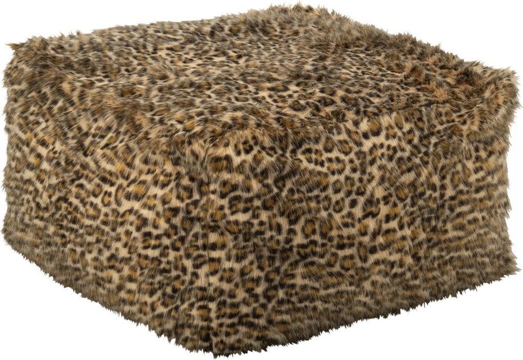 Taburet s leopardím vzorom hrdzavo hnedá a béžová – 70*70*45 cm