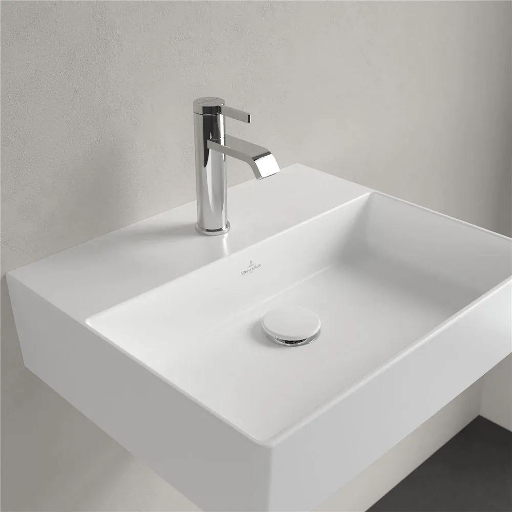 VILLEROY &amp; BOCH Memento 2.0 závesné umývadlo s otvorom, bez prepadu, 500 x 420 mm, Stone White, s povrchom CeramicPlus, 4A2251RW