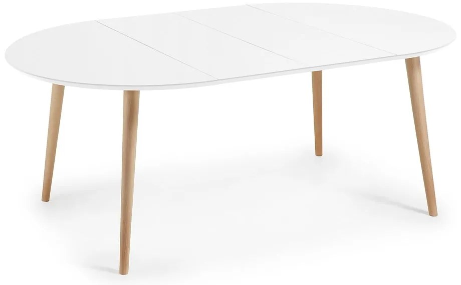 Biely rozkladací jedálenský stôl s bielou doskou ø 120 cm Oqui – Kave Home