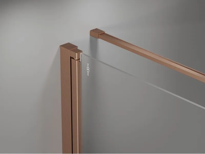 Mexen Mist-B, 1-krídlový výklopný sprchový kút 80 x 95 cm, číre sklo, medený matný profil, 8A2T-080-095-65-00