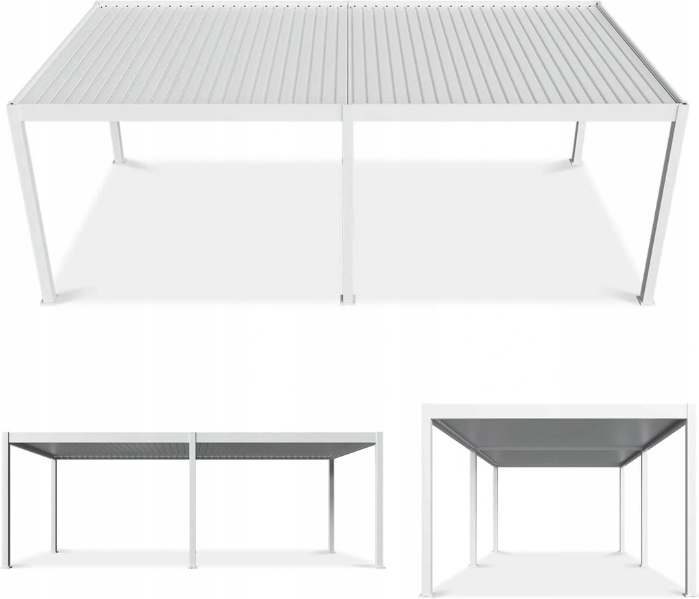 Záhradná terasová pergola Deluxe 3,6x5,3 Automatická Led biela Gutroof