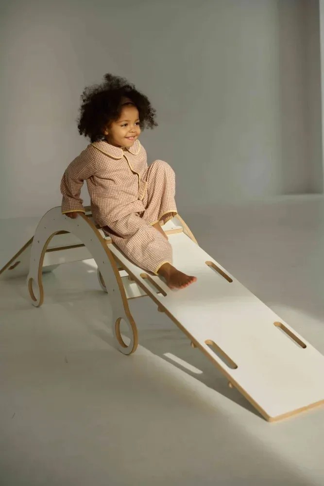 Lezecká súprava 3v1 stredná – hojdačka, šmykľavka a lezecká stena Šedá