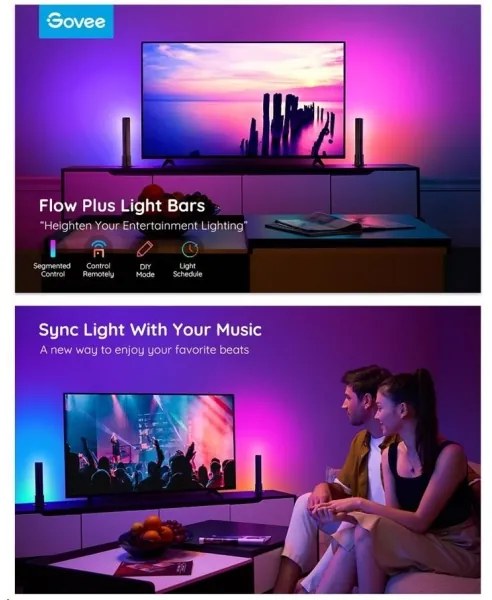 Govee - SADA 2x Flow Plus SMART LED TV & Gaming - RGBICWW Wi-Fi
