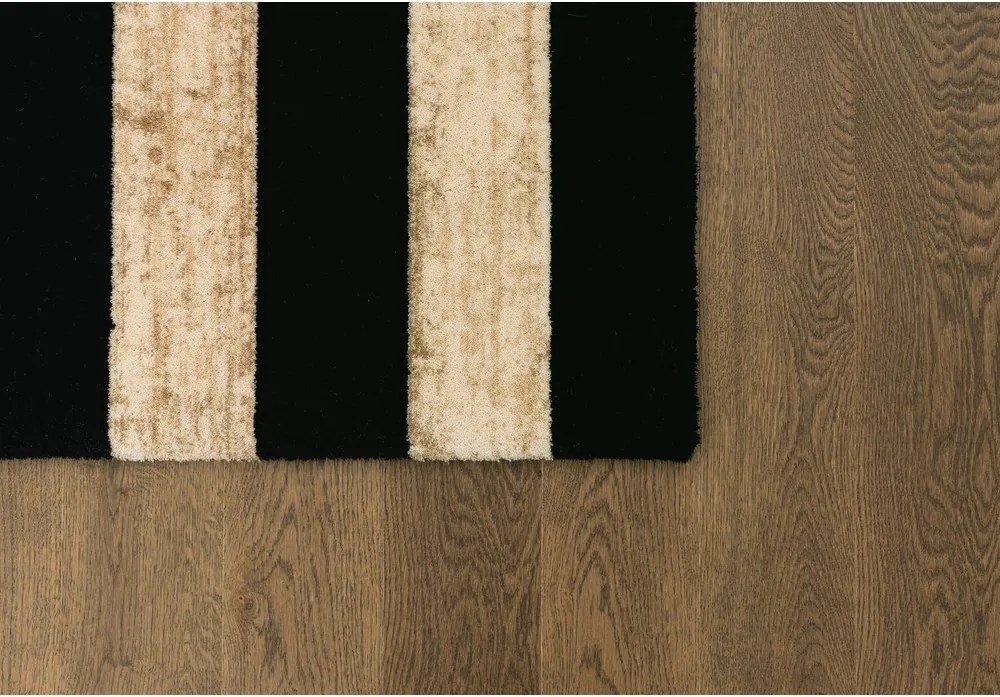 Čierno-béžový vlnený koberec 170x240 cm Agnus Art Deco II – Agnella