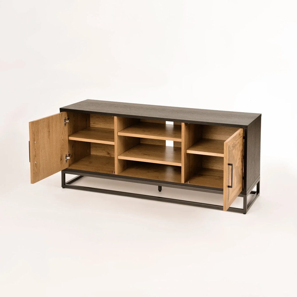 TV stolík Indus 133 cm z masívu dub prírodný/grafit
