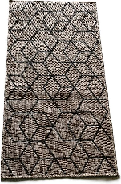 Hnedý sisalový koberec so 3D geometrickým vzorom – prírodný sisal Rozmer: 50x80 cm