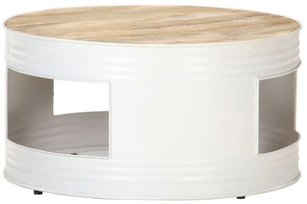 vidaXL Konferenčný stolík biely 68x68x36 cm masívne mangovníkové drevo