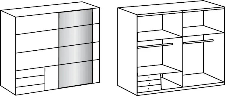 Šatníková skriňa so zrkadlom Emden, 225 cm, doskový dub/grafit