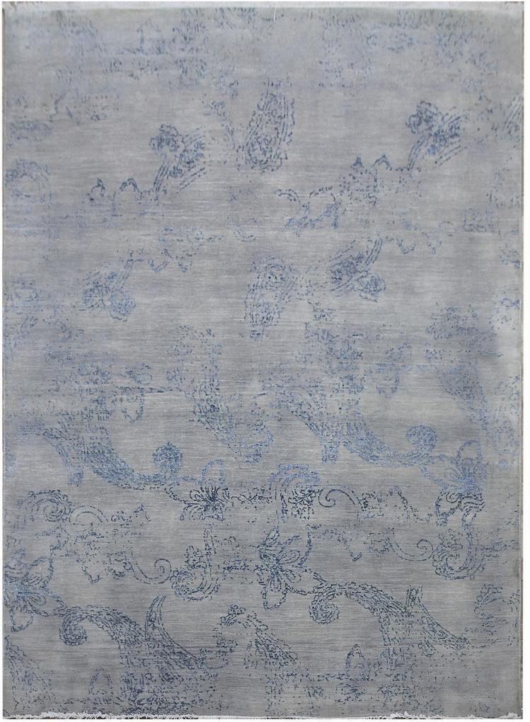 Diamond Carpets koberce Ručně vázaný kusový koberec Diamond DC-KERRY 2 Silver/blue - 180x275 cm